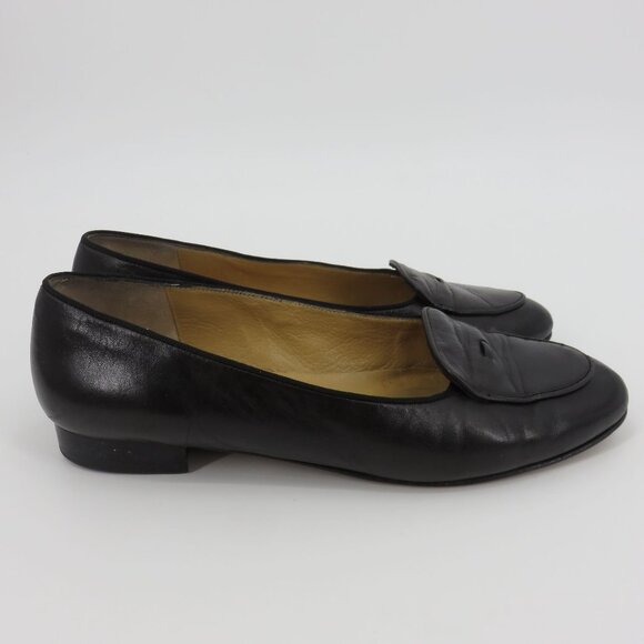 Brooks Brothers Women 8 M Solid Black Leather Loafers Slip On Shoes Flats Italy - Picture 9 of 16